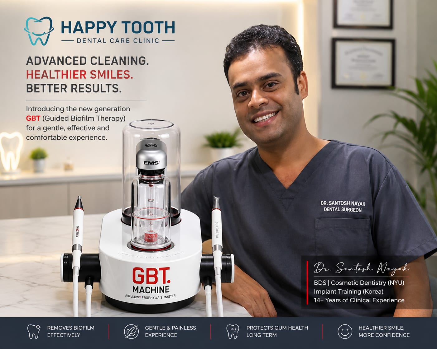 GBT Guided Biofilm Therapy cleaning machine at Happy Tooth Dental Care Clinic