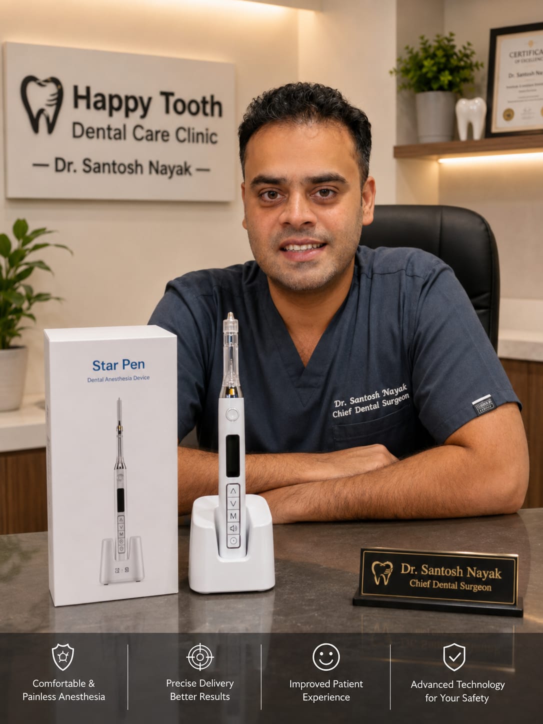Star Pen painless dental anaesthesia device at Happy Tooth Dental Care Clinic